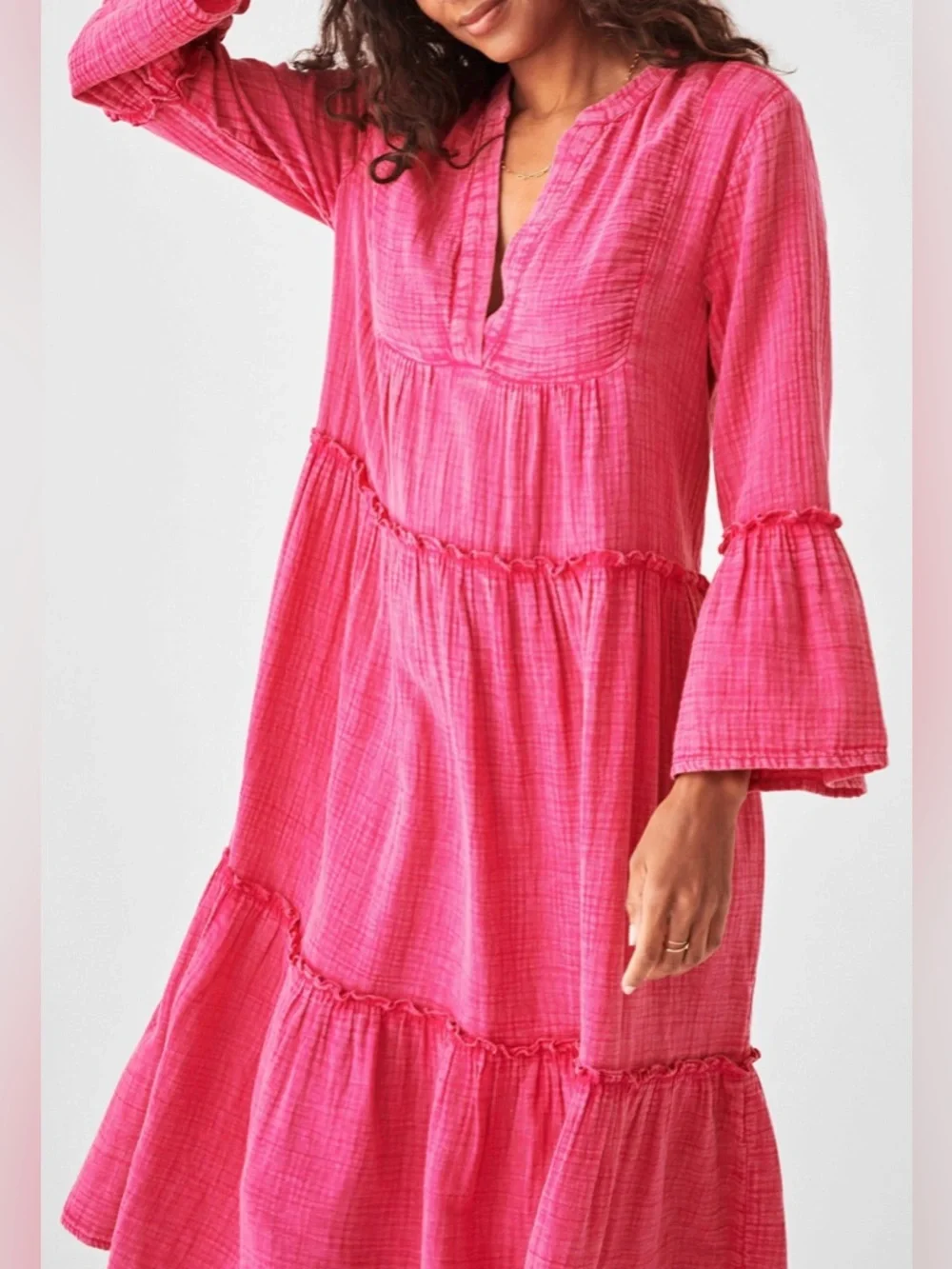 Faherty Pink Gauze Maxi Dress NWT Large Preppy Old Money - Picture 3 of 8
